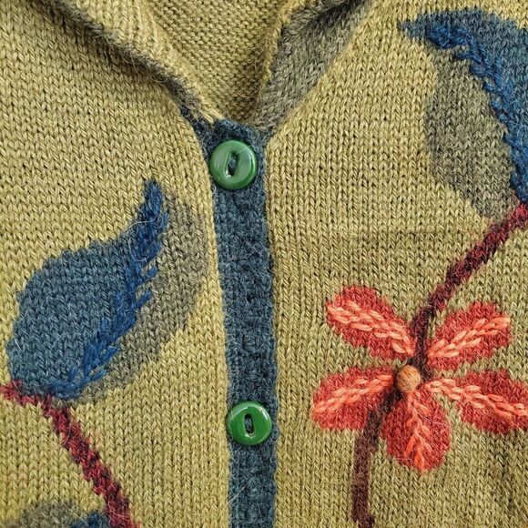 New Tey-Art ALPACA Blend Floral Embroidered Sweater Cardigan Size M Tabask #1 - Picture 6 of 8
